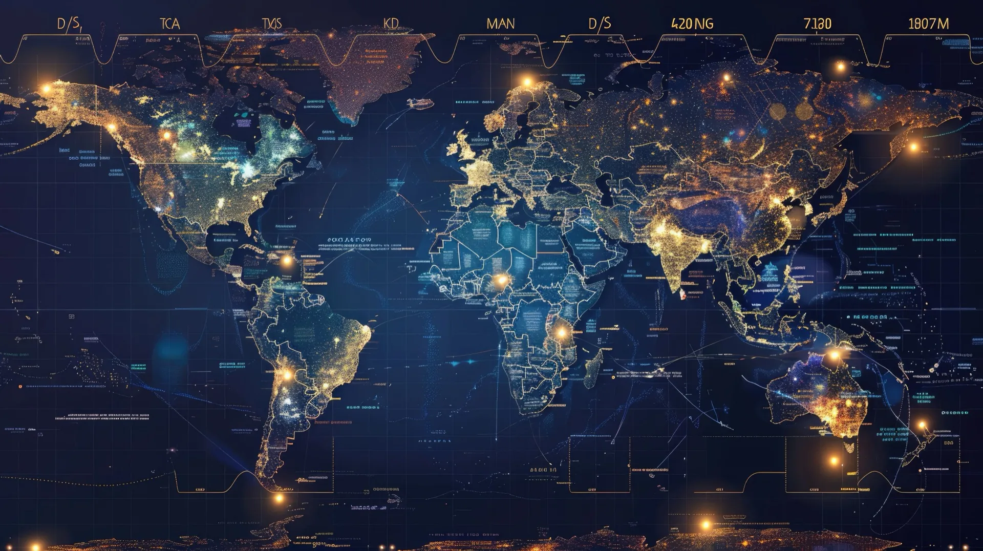 Futuristic digital world map at night with glowing city lights and global connectivity overlays for always-on AI quoting